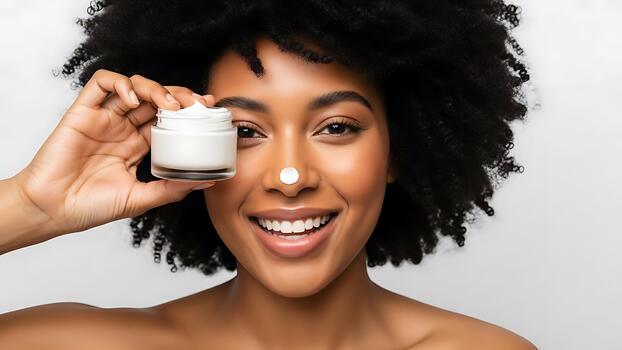 black-woman-beauty-cream-face-care-skincare-moisturizer-treatment-wellness-photo